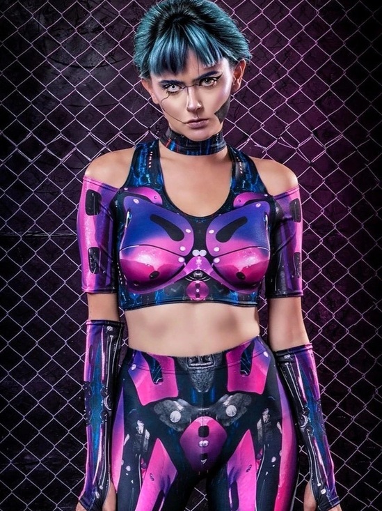 Badinka Tops - Badinka Cyberware Android Magenta Costume Crop Top & Pants Set Size Medium